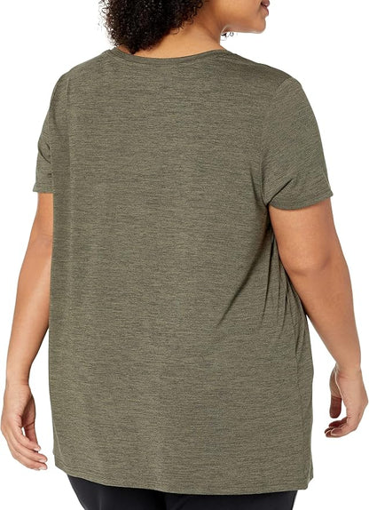 Amazon Essentials Women's Active Quick Dry Tech Stretch Short-Sleeve V-Neck T-Shirt (Available in Plus Size), Pack of 2