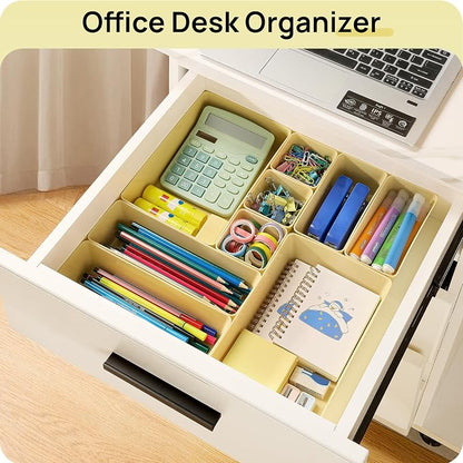 Vtopmart 25 Pack Plastic Drawer Organizers with Non-slip Rubber Pads | 4-Size Versatile Makeup Organizer, Storage Containers Small Bins for Makeup, Jewelries, Bedroom, Kitchen Utensils and Office