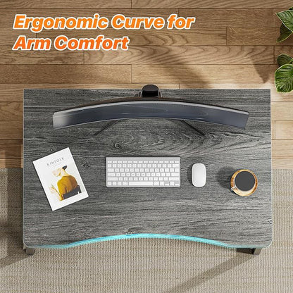 Huuger Folding Desk for Small Spaces, 31.5 Inch Foldable Computer Table, Easy Assembly, for Home Office, Study, Bedroom, Dorm, Space Saving, Small Writing Work Office Computer Desk, Grey