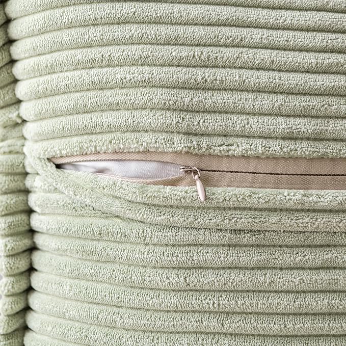MIULEE Spring Decorative Throw Pillow Covers for Couch Bed Livingroom 16x16 Inch Set of 2 Light Green Boho Accent Throw Pllows Broadside Striped Patchwork Soft Corduroy Summer Pillowcases