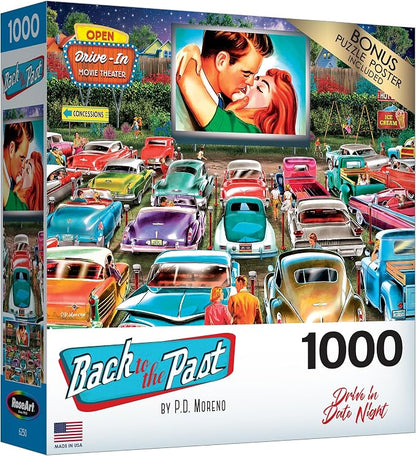 RoseArt - Back to The Past - Drive in Date Night - 1000 Piece Jigsaw Puzzle for Adults