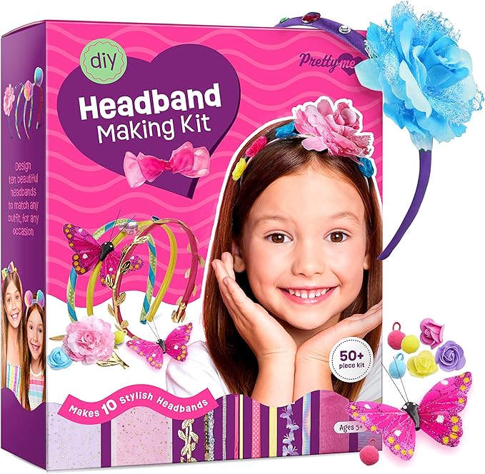 Pretty Me Headband Making Kit for Girls - Arts & Crafts Easter Gift - Make Your Own Fashion Headbands for Kids - DIY Hair Accessories - Gift for Ages 5-12 Year Old Girl - Little Kids Art & Craft Gifts