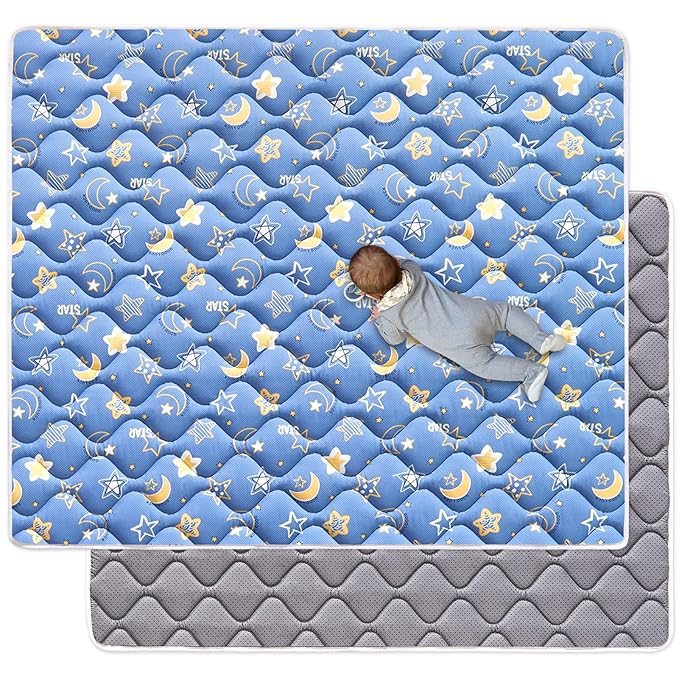 Odorless Premium Foam Baby Play Mat 79" x 59", Soft Microfiber Fabric Crawling Mat for Floor- Comfortable and Hypoallergenic, Non-Slip Cushioned Floor Playpen mat for Infants,Babies,Toddlers