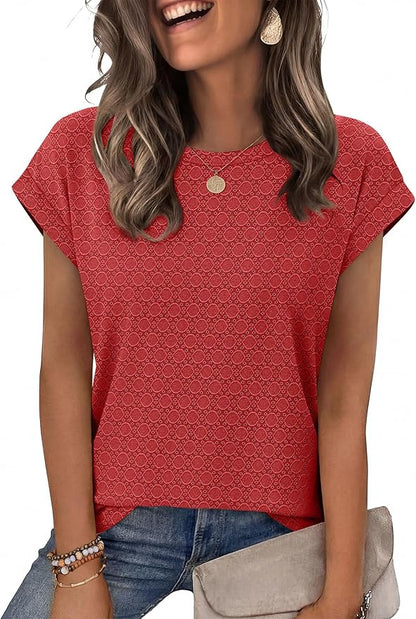 Alaroo Womens Summer Tops Short Sleeve Shirts Crew Neck Tshirt Cute Trendy Tunic Blouses (S-3XL)