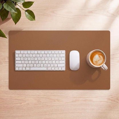 AFIING Leather Desk Mat, Brown, 23.6" x 13.8", Desk Pad Protector | Dual-Sided & PU Leather, Waterproof, Non-Slip for Mouse Pad, Writing, Home Office& Laptop