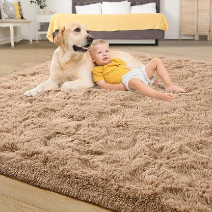 Tepook Super Soft Fluffy Rugs for Living Room, Shag 6x9 Area Rugs for Bedroom, Modern Shaggy Rug Fuzzy Carpets for Kids, Plush Indoor Nursery Home Decor Rug with Non-Slip Bottom, Beige