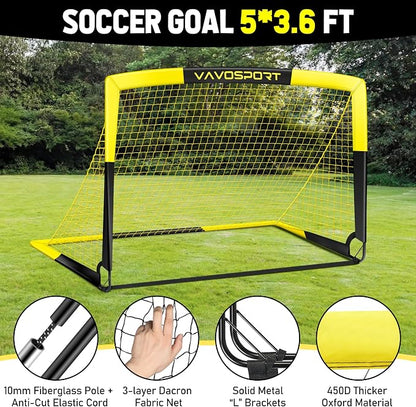 Kids Soccer Goals for Backyard Set - 2 of 4' x 3' Portable Soccer Goal Training Equipment, Pop Up Toddler Soccer Net with Soccer Ball, Soccer Set for Kids and Youth Outdoor Games, Sports, Play