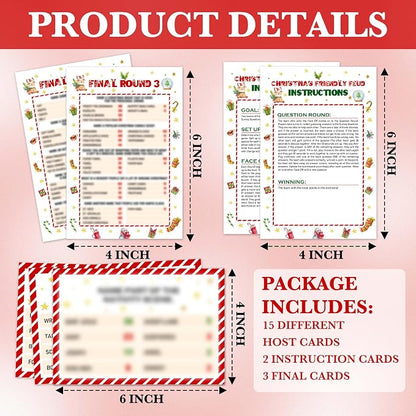Christmas Games For Families, Christmas Friendly Feud Game, Holiday Games For Adults Large Group Party, Christmas Party Games, Christmas Trivia Card Games - a001