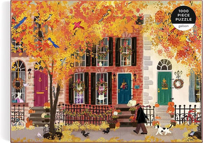 Autumn in The Neighborhood 1000 Piece Puzzle from Galison - 27" x 20" Beautifully Illustrated Puzzle from Joy LaForme, Thick & Sturdy Pieces, Challenging Activity for Adults, Unique Gift Idea!