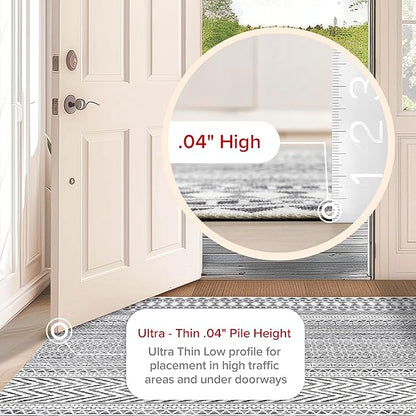 nuLOOM Kira Machine Washable Tribal Geometric Ultra Thin Area Rug, 8' Square, Grey