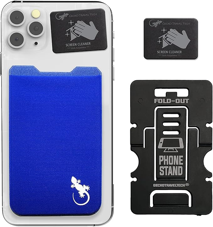 Phone Wallet - Adhesive Card Holder - Cell Phone Pouch - Stick on Lycra Pocket by Gecko - Carry Credit Cards and Cash