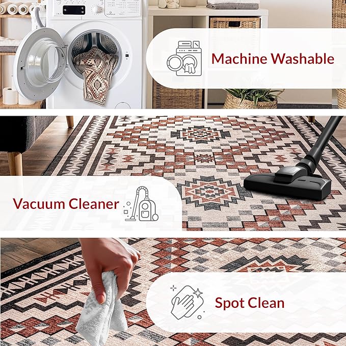 nuLOOM Leighton Machine Washable Southwestern Medallion Ultra Thin Accent Rug, 2x3, Beige