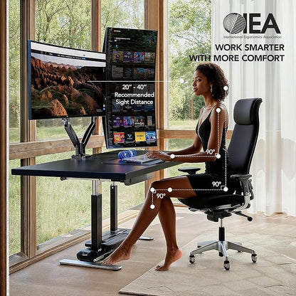 HUANUO Dual Monitor Stand for 13″–40″, Premium Dual Monitor Mount with USB, Height Adjustable Monitor Stand for 2 Monitors, VESA Mount with Clamp/Grommet Base, Holds 26.4lbs per Arm, HNDS7
