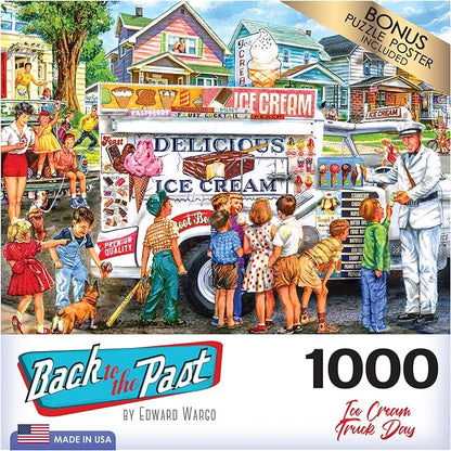 RoseArt - Back to The Past - Ice Cream Truck Day - 1000 Piece Jigsaw Puzzle for Adults