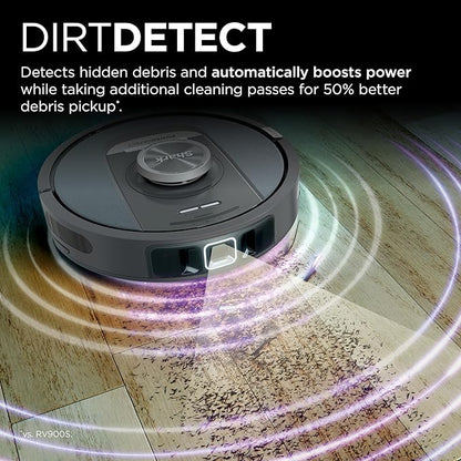 Shark PowerDetect Self-Empty Robot Vacuum with NeverStuck Technology, Auto Deep-Clean Carpets & Hardfloors, XL 60 Day Capacity HEPA Bagless Base Neutralizes Odors, for Pet Hair, Black (AV2820AE)