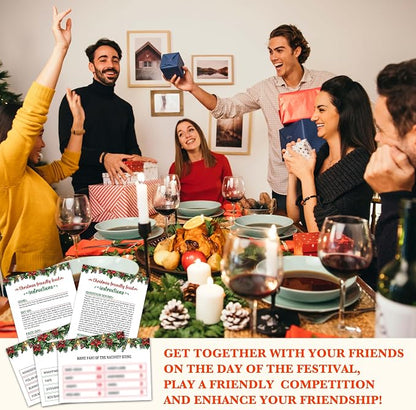 Christmas Games For Families, Christmas Friendly Feud Game, Holiday Games For Adults Large Group Party, Christmas Party Games, Christmas Trivia Card Games - a003