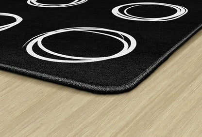 Flagship Carpets Circle Sampler Abstract Educational Area Rug for Kids Room or Childrens Classroom Carpet, Playroom or Home Learning, 7'6" x 12', Black