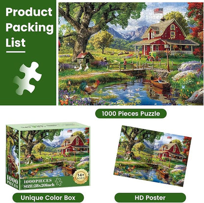 1000 Piece Puzzle for Adults - Country Clubhouse Puzzle for Adults Children - Recycled Paper Jigsaw Puzzle 1000 Pieces - Fun and Challenging Family Game Great Gift Idea, 28 * 20 in