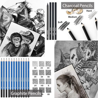 KALOUR Premium 144 Drawing Pencil Set,including 120 Colored Pencils and 24 Sketch Kit,Art Pencil Kit in Zippered Travel Case, for Drawing,Sketching and Coloring,Ideal for Beginner,Artists and Adults