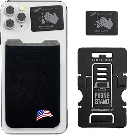 Phone Wallet - Adhesive Card Holder - Cell Phone Pouch - Stick on Lycra Pocket by Gecko - Carry Credit Cards and Cash
