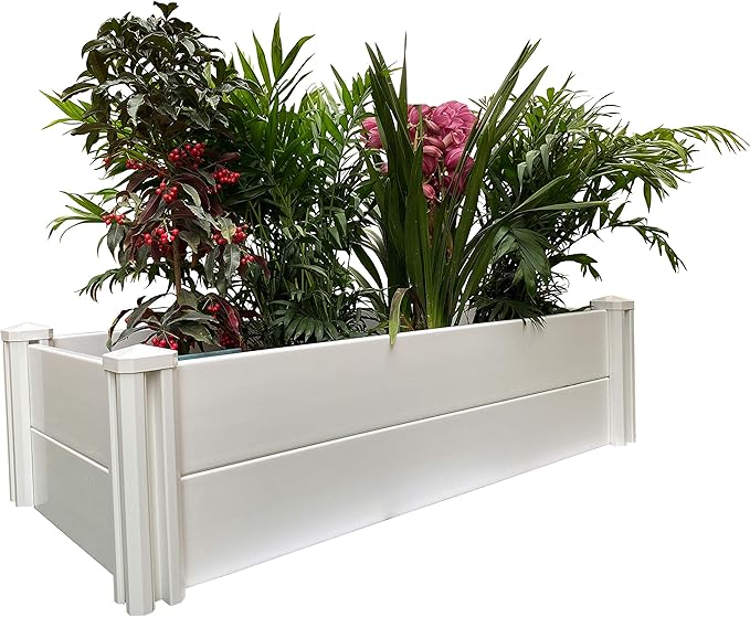 4' x 2' Vinyl Raised Garden Bed Screwless Planter Box for Gardening, Whelping Pen and More