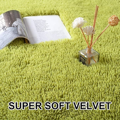 Merelax Soft Shaggy Rug for Kids Bedroom, Oval 2.6'x5.3' Green Plush Fluffy Carpets for Living Room, Furry Carpet for Teen Girls Room, Anti-skid Fuzzy Comfy Rug for Nursery Decor Cute Baby Play Mat