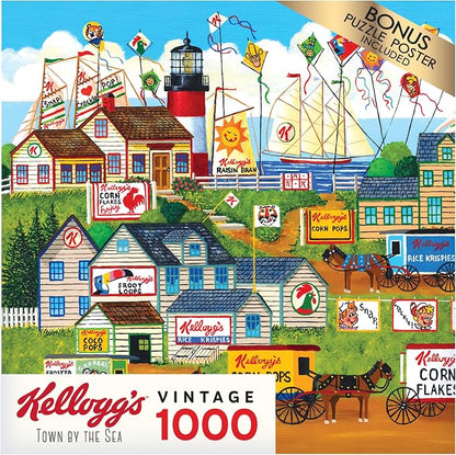 RoseArt - Kellogg's - Town by The Sea - 1000 Piece Jigsaw Puzzles for Adults