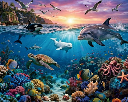 100 Pieces Puzzles for Kids Ages 4-8, Ocean World Educational Kids 100 Piece Puzzle, Children Jigsaw Puzzles Kids Puzzles, Educational Learning Puzzle Toys for Girls and Boys