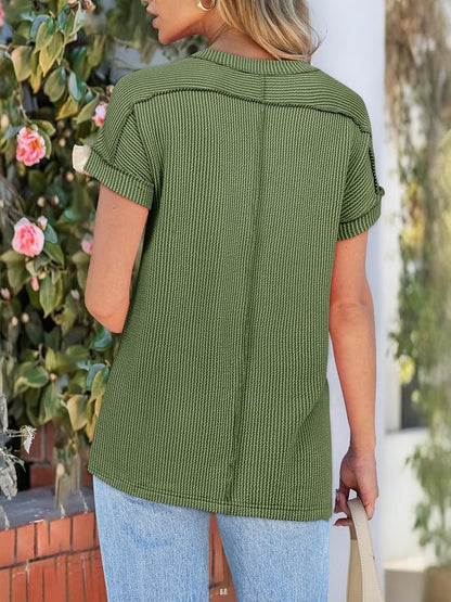 ANRABESS Womens Short Sleeve Crewneck Shirts Ribbed Knit High Low Hem T Shirt 2026 Summer Spring Casual Tops Trendy Clothes