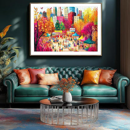 Puzzles for Adults 1000 Pieces, Autumn Market Impossible Hard Difficult Challenging Puzzles for Adults, Street View Jigsaw Puzzle for Family Games Gift, 27.5 x 19.7 inch
