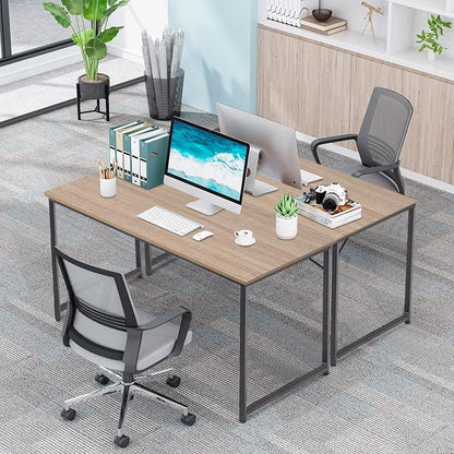 PayLessHere | 39 Inch Computer Desk | Nature | Sturdy Office Desk | Metal Frame, Adjustable Feet | Water-Resistant, Scratchproof Surface | Writing Table for Home Office or Study | Pack of 1