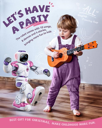 Ruko 1088 Interactive Robot Toy, Gifts for Boys & Girls Ages 4-9, Pink | Large Programmable Robot, Music & Dance, Rechargeable, Remote Control & App Control & Voice Command, Gifts for Boys & Girls