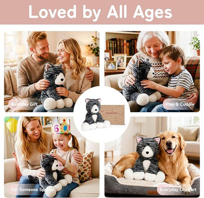 Niuniu Daddy 14" | 3.5 Pound Cat Weighted Stuffed Animals for Kids & Adults, Large Weighted Plush Pillow for Sleeping Calming, Cute Sitting Plush Toy Huggable Gift for Everyday Comfort