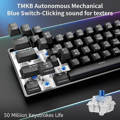 DIERYA 60% Mechanical Keyboard, DK61se Wired Gaming Keyboard with Blue Switches, LED Backlit Ultra-Compact 61 Keys Mini Office Keyboard for Windows Laptop PC Gamer Typist（Black）