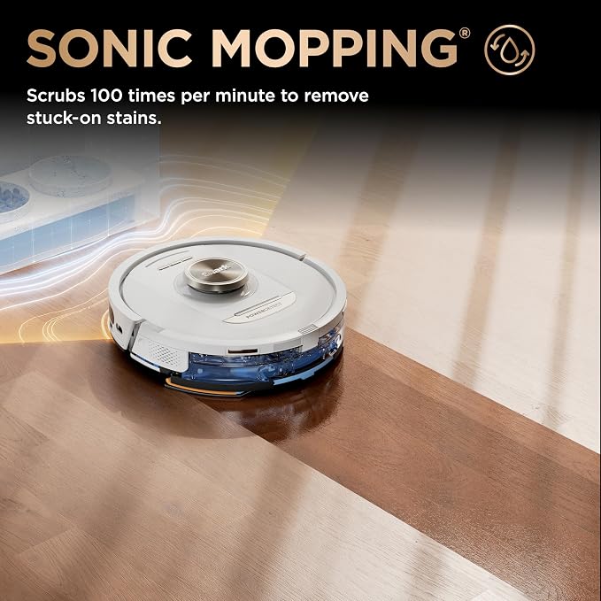 Shark PowerDetect NeverTouch Pro Robot Vacuum & Mop, White, AV2810ZEWH | 5 PowerDetect Technologies, NeverStuck, NeverTouch Pro Base (Self-Empty, Self-Refill, Pad Wash/Dry), 360° LiDAR + 3D Sensor