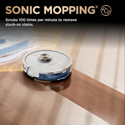 Shark PowerDetect NeverTouch Pro Robot Vacuum & Mop, White, AV2810ZEWH | 5 PowerDetect Technologies, NeverStuck, NeverTouch Pro Base (Self-Empty, Self-Refill, Pad Wash/Dry), 360° LiDAR + 3D Sensor