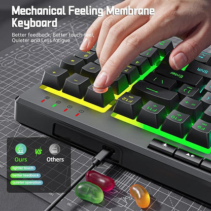 Redragon K517 Pro Wired Gaming Keyboard, RGB Backlit, Mechanical Feel 94 Keys Computer Keyboard with 4 Macro Keys, Number Pad, Anti-Ghosting, 4000mAh Battery for Win/MAC, PS4/5, Xbox