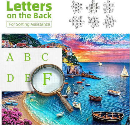 Cinque Terre Coastal Twilight 500 Piece Puzzle for Adults, Fun Puzzles for Adults 500 Pieces with HD Print & Poster, 23 * 15 Inch Dust Free, for Gifts Halloween Christmas Family Lovers