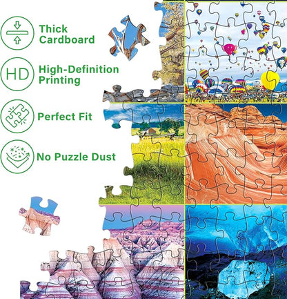 BenBen 1000 Piece Puzzle for Adults, Iconic America, 56 USA Landmarks, Travel Landscape Puzzle Including National Parks, Jigsaw Puzzles with Letters or Patterns on Back