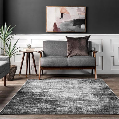 nuLOOM Corinna Modern Abstract Machine Washable Ultra Thin Area Rug, 5' x 8', Charcoal