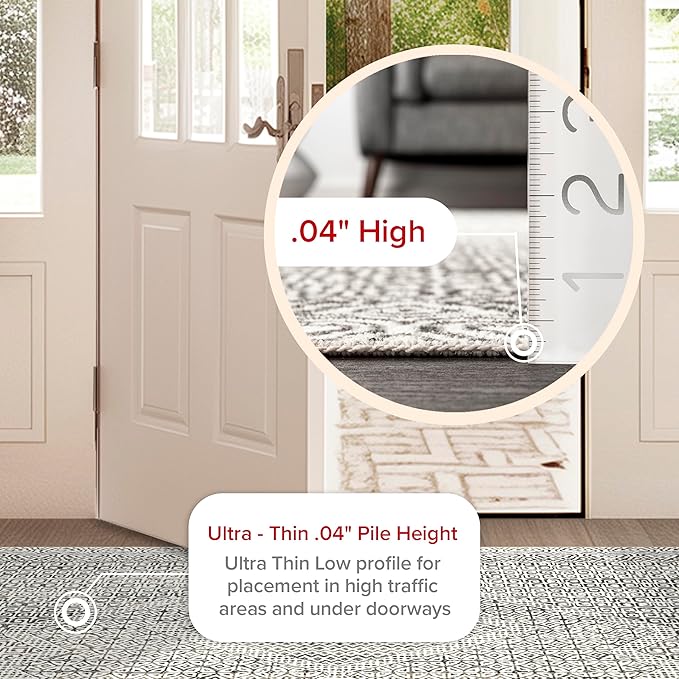 nuLOOM Abstract Tribal Machine Washable Ultra Thin Area Rug, 9' x 12', Grey