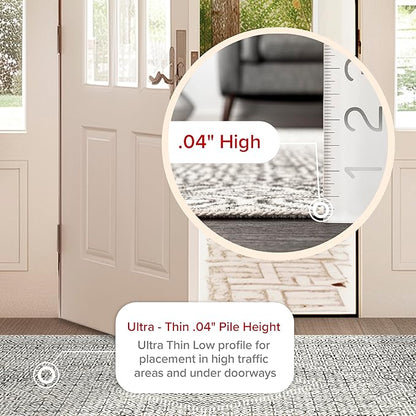 nuLOOM Abstract Tribal Machine Washable Ultra Thin Area Rug, 9' x 12', Grey