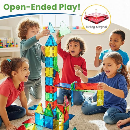 100 Pc Magnetic Tiles Magnetic Building Blocks Set for Kids Educational Magnet Tiles for Kids