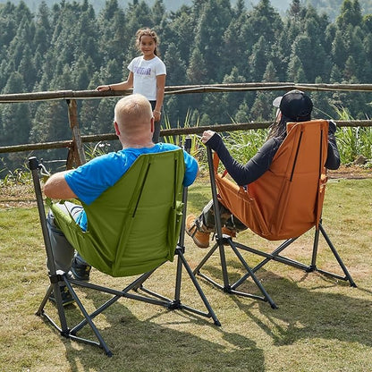 TIMBER RIDGE Hammock Camping Chair with Adjustable Backrest, Heavy Duty Folding Hammock Chair Supports 300lbs, Portable Hammock Chair for Camping, Travelling and Patio, Green 2 Pack