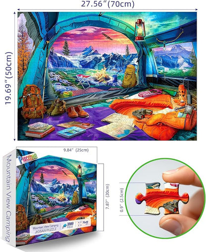 1000 Piece Jigsaw Puzzles for Adults, Mountain View Camping Puzzle, AImpossible Hard Difficult Challenging Puzzles for Adults, Gift for Adult Jigsaw Puzzle Lovers, 27.5 x 19.7 inch