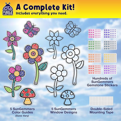 SunGemmers Suncatcher Gem Art for Kids, Summer Toys for Kids Ages 4-8, Great 6 Year Old Girl Gifts, Birthday Gift for Girls 5 6 7 8 9 10, Arts and Crafts for Kids Ages 6-8, Window Diamond Art Kit