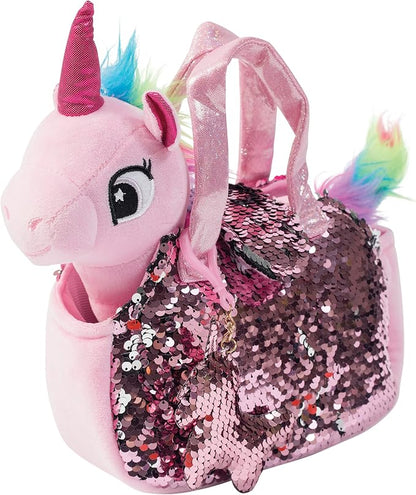 Little Jupiter Plush Pet Set w/Purse - Unicorn Stuffed Animals for Girls - Unicorn Plush - Stuffed Unicorns - Gift for Age 4-5 - 6-7 yrs (Pink Unicorn)