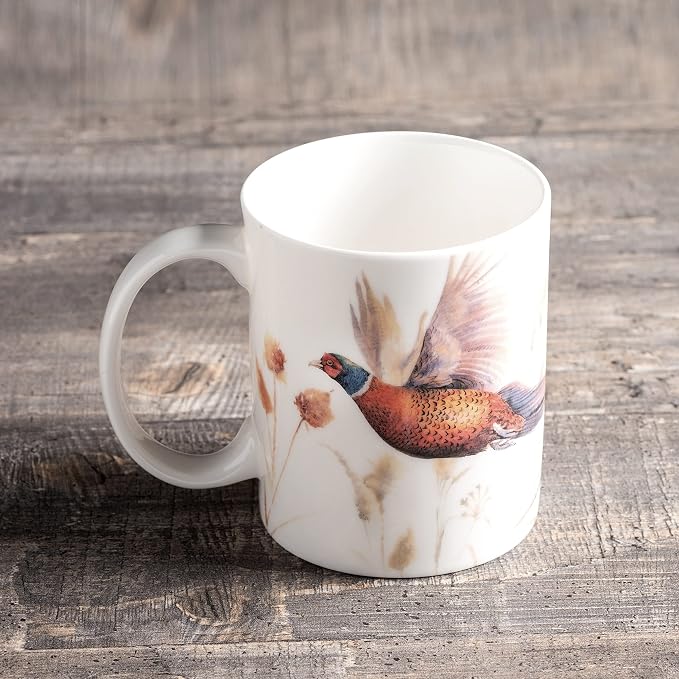 Maison d' Hermine Coffee Mug with Handles Tea Cups (12 Ounce, Pack of 1) | Fine Bone China Coffee Mugs for Hot Beverages Cappuccino Latte Home Restaurant Spring Summer -Faisan D'Automne - Vol Libre