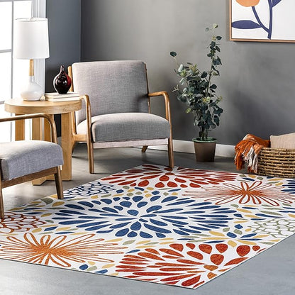 nuLOOM McEwen Bohemian Floral Machine Washable Ultra Thin Area Rug, 5' x 8', Multi