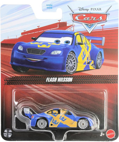 Mattel Disney Cars 2026 1:55 Scale Diecast Swedish Race Car Flash Nilsson